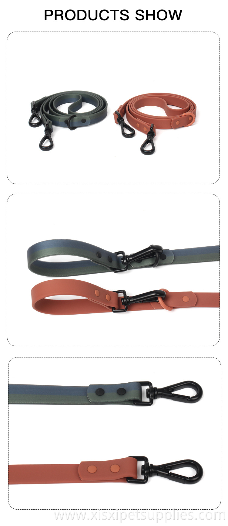 Factory Wholesale Waterproof Soft PU Leather Pet Dog Leash With Metal Hook